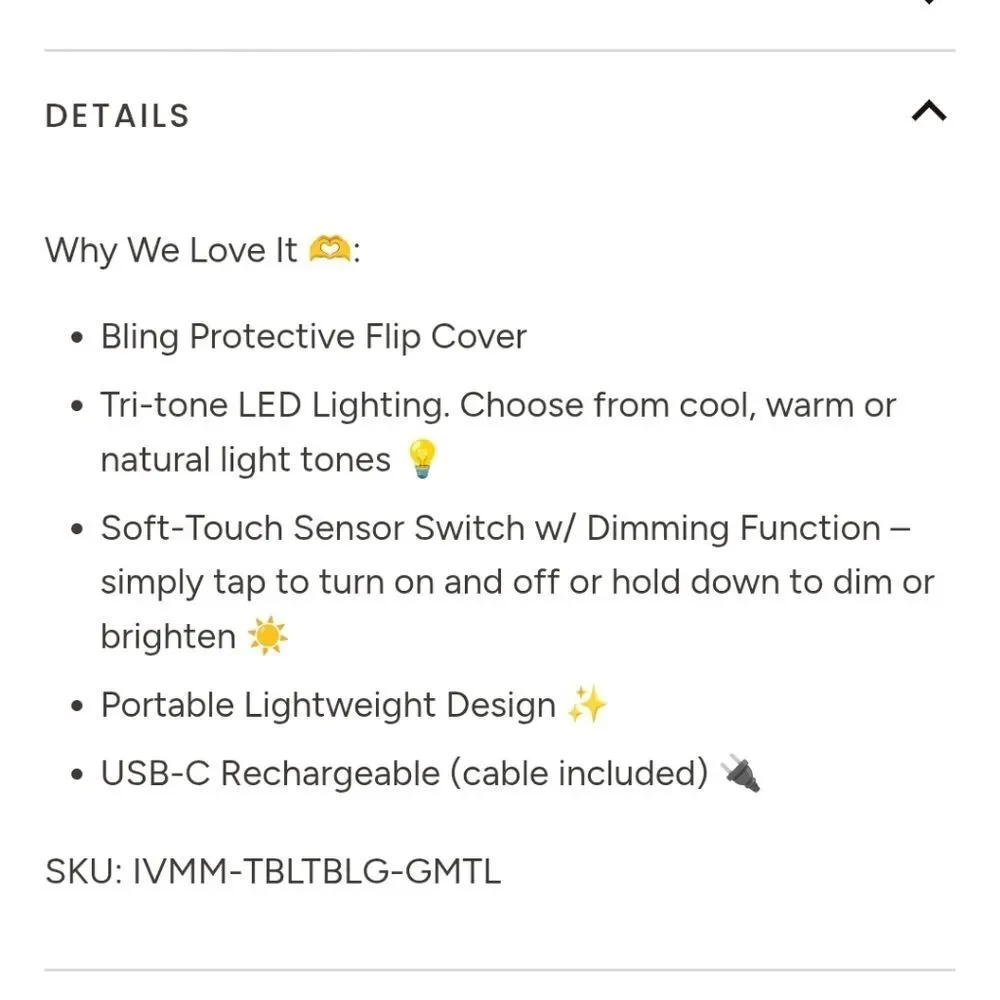 Impressions Touch Tablet Bling Folio LED Makeup Mirror- Silver
